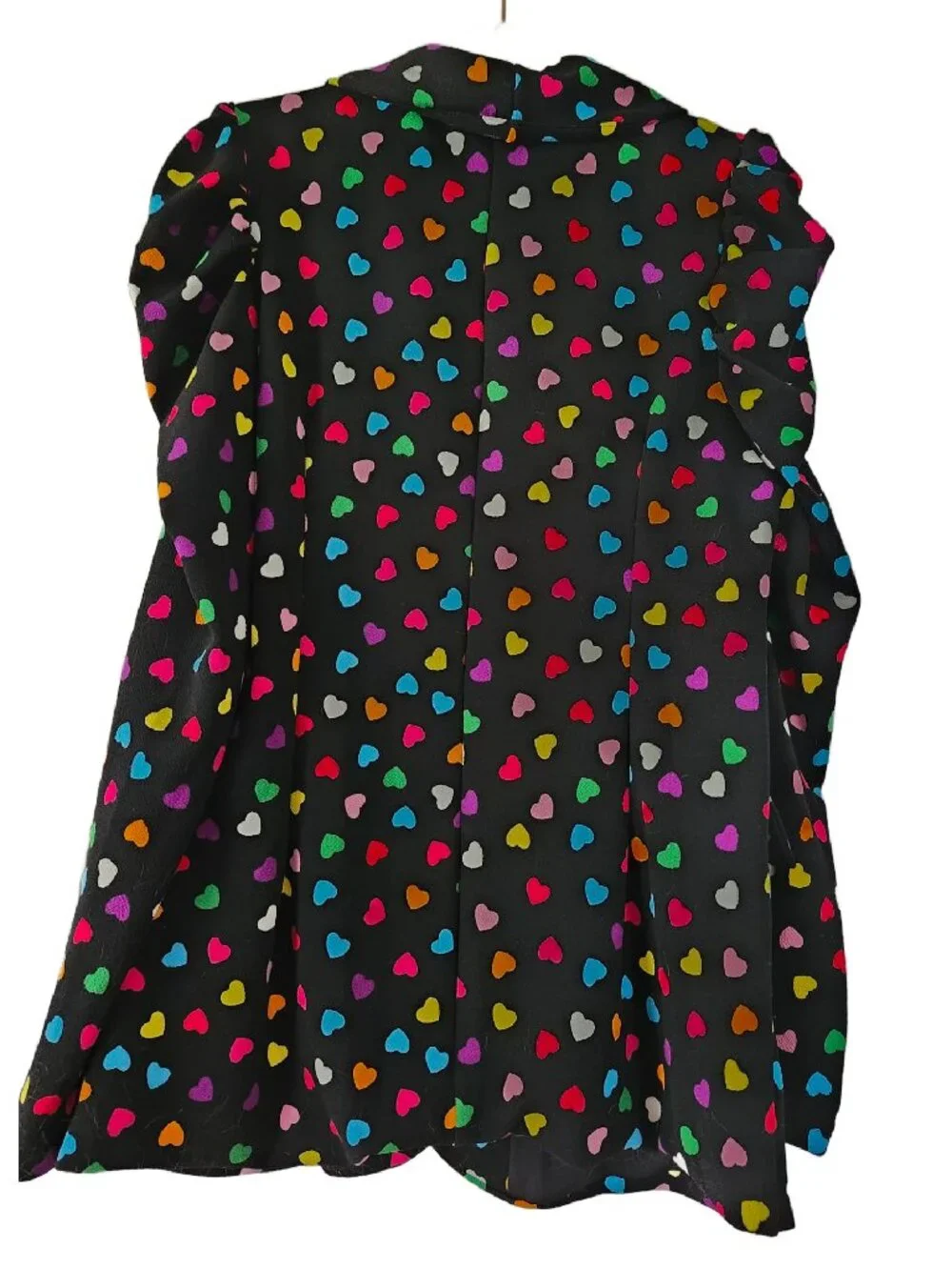 NWOT Rainbow Heart Puff Shoulder Blazer Jacket Size XL
